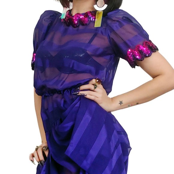 Vintage 1980s Purple Whimsigoth Dress - Picture 3 of 7